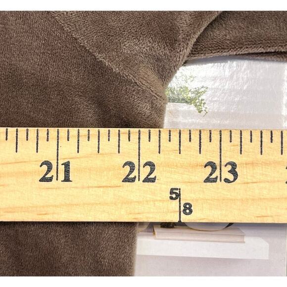 PureJill Women Velour Sweater Long Sleeve V-Neck Side Slit Pullover Brown M Tall - Picture 3 of 9